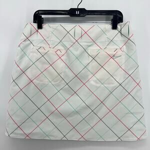 Nike Dri-FIT Tennis Skirt Women’s Size 10 White Plaid Reversible Teal Preppy